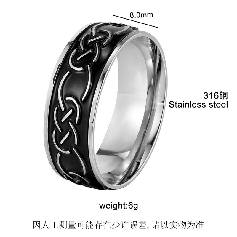 Direct Selling Stainless Steel Simple Knot Pattern Titanium Steel Ring Men And Women Personality Punk Retro Ring - Image 2